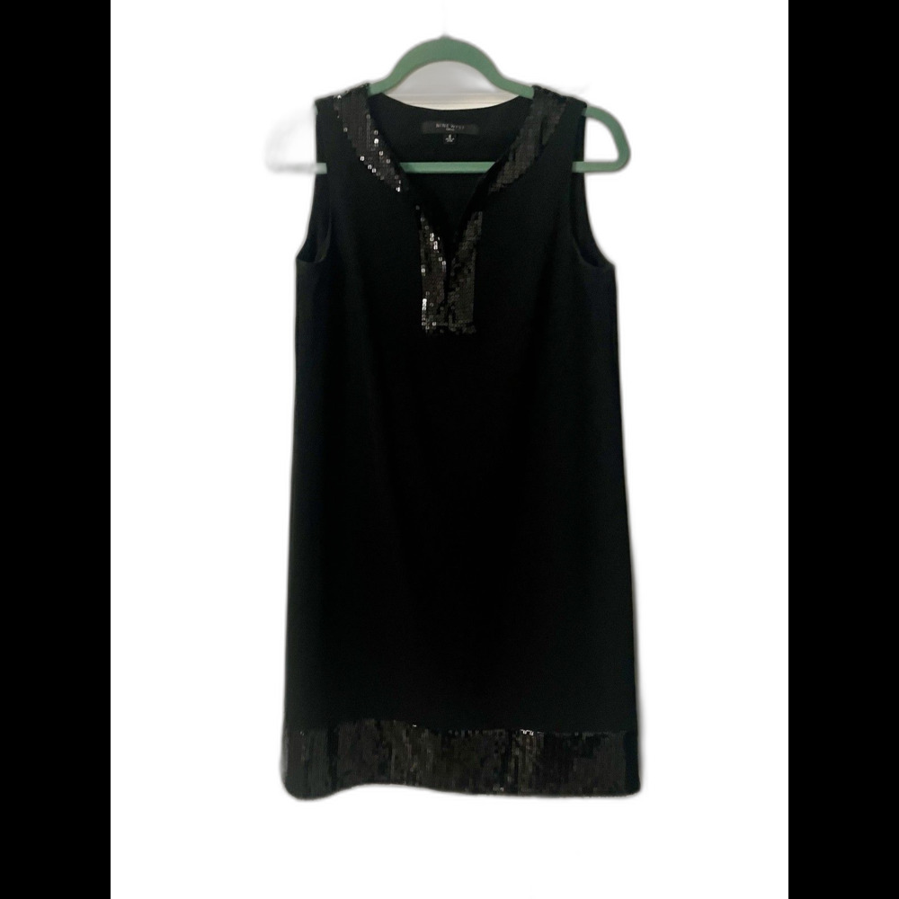 Nine West Black Sequin Trim Shift Cocktail Dress Size 6